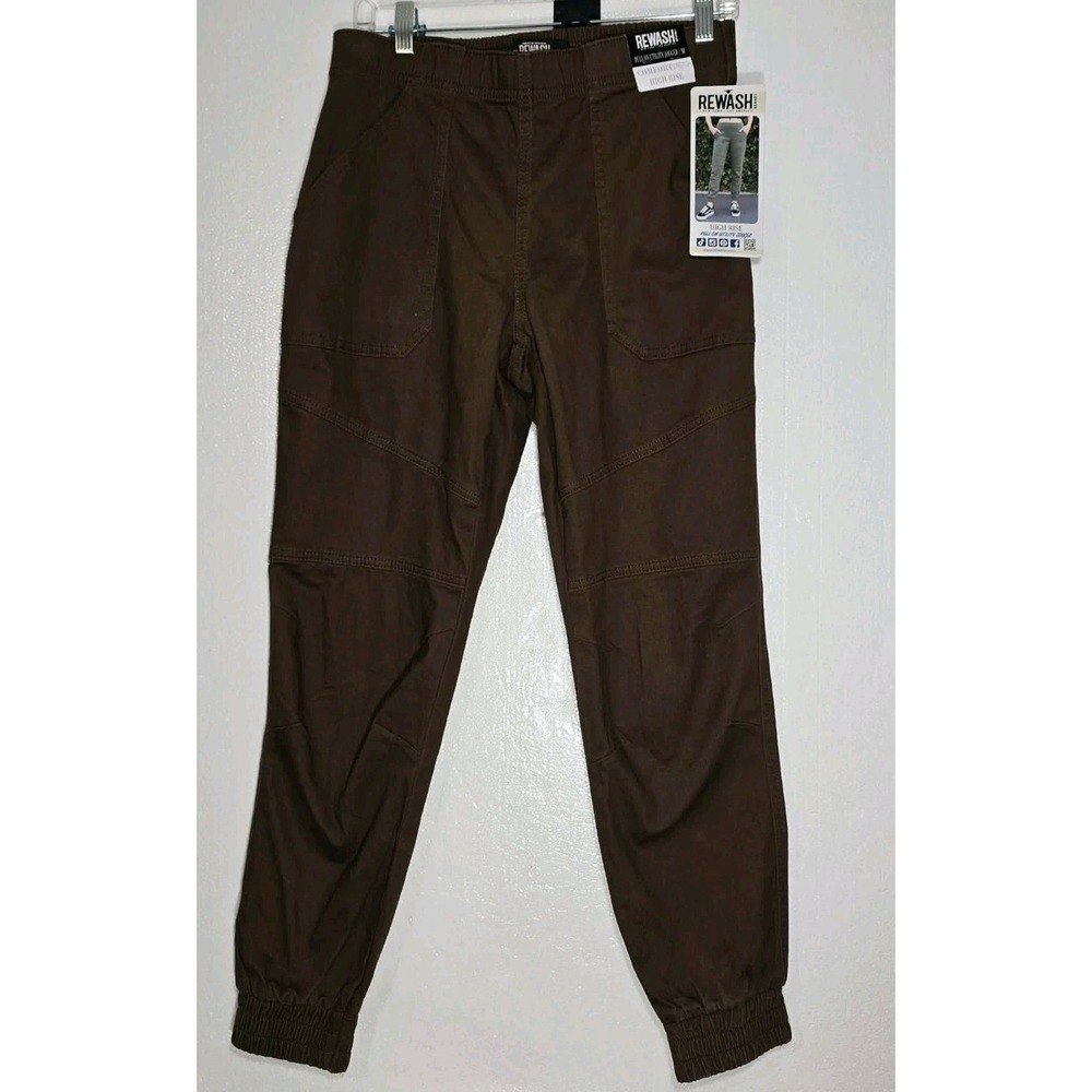 🤎 Rewash Women's High Rise‎ Utility Jogger Pants Size M Brown Stretch